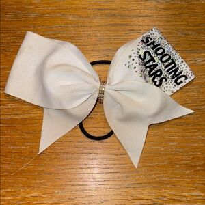 White Hair Bow with Shooting Stars Logo